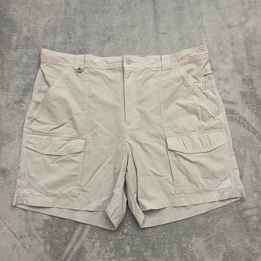 Columbia PFG Shorts Mens XL Beige Performance Fishing Gear Omni Shade Cargo Gorp